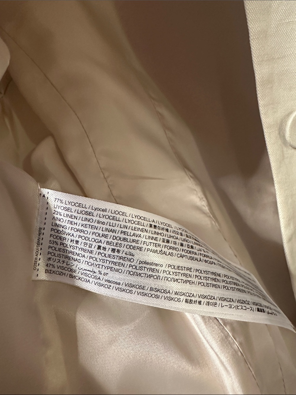 Mango Linen Cream Button-Front Jacket - Picture 3 of 7